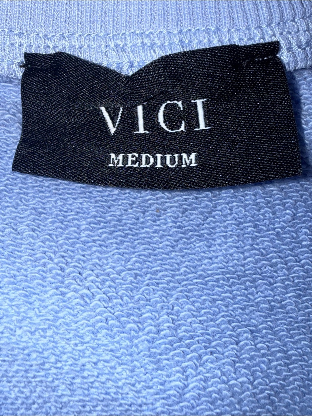 VICI Colorblock Cropped Sweatshirt Women’s Medium Blue Yellow Balloon Sleeve - Picture 8 of 10
